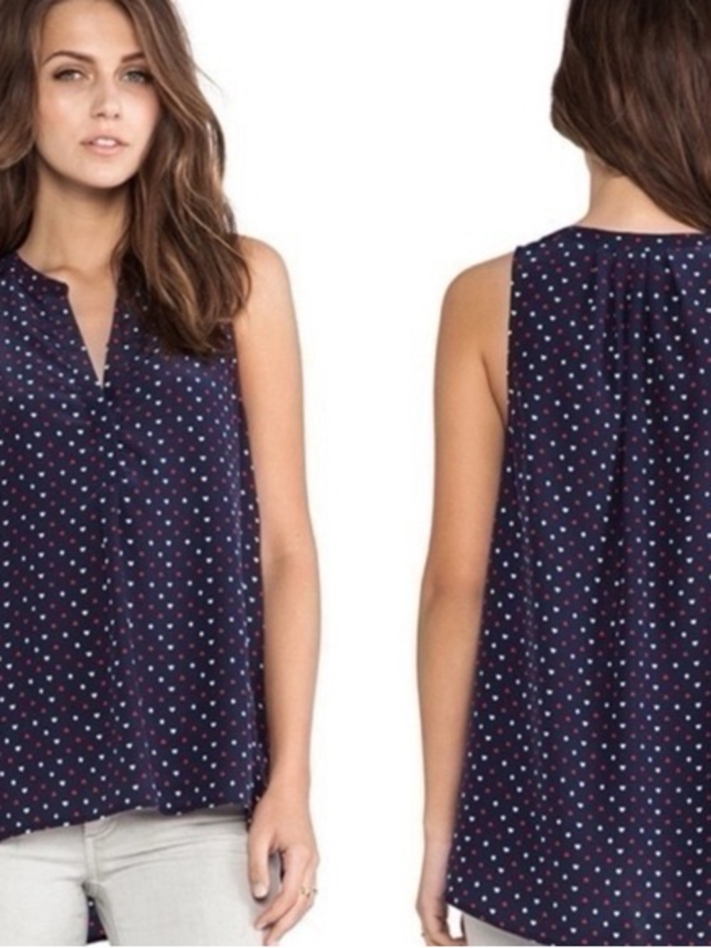 100% silk Elena Gilbert Joie Aruna playing cards tank Small